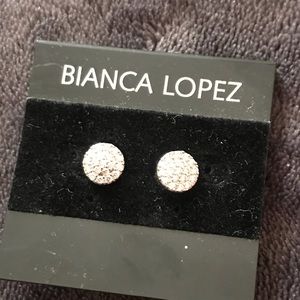 Silver tone crystal earrings